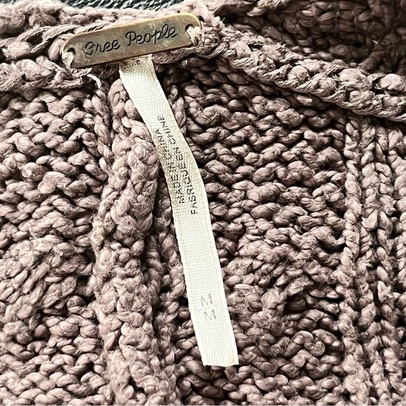 FREE PEOPLE ANTHROPOLOGIE EASY V COTTON CABLE KNIT SWEATER SIZE MEDIUM - Picture 7 of 8